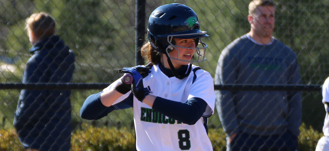 Maddie Mucci puts the bat on her shoulder in the batter's box.